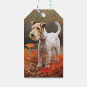 Wirefox Terrier im Herbst Leaves Fall Inspiriert Geschenkanhänger