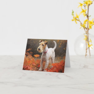 Wirefox Terrier im Herbstlaub Fall Inspiriert Karte