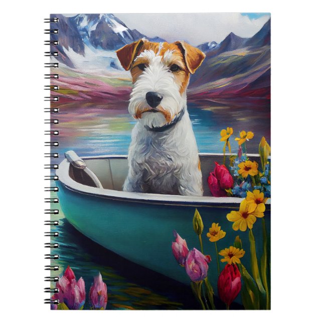Wirefox Terrier on a Paddle: Ein Landschaftliches  Notizblock (Vorderseite)