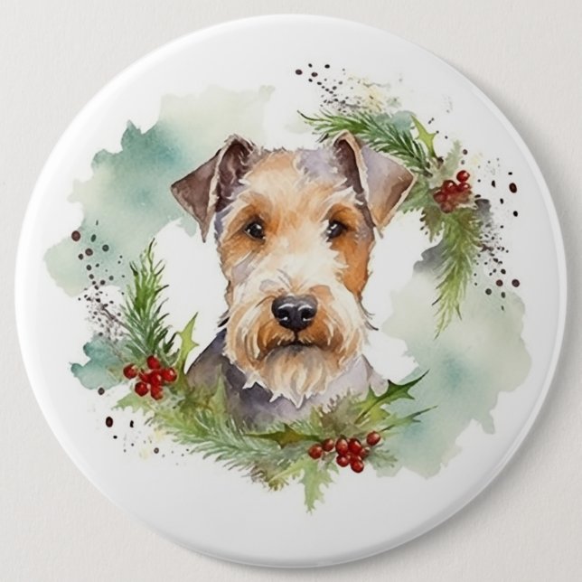 Wirefox Terrier Weihnachtsfeiertag Button (Vorderseite)