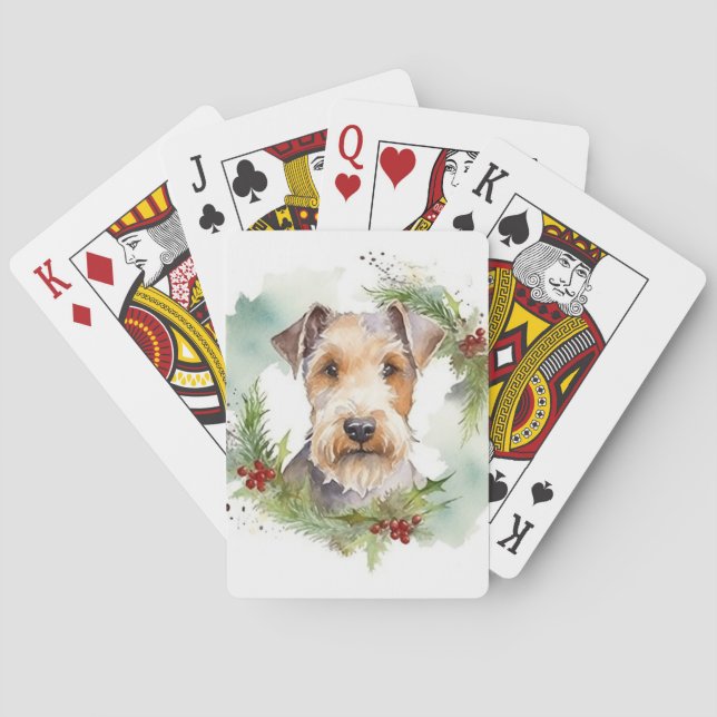Wirefox Terrier Weihnachtsfeiertag Spielkarten (Rückseite)