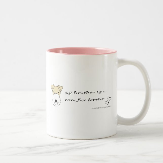 WireFoxTerrierBrotherGelb Zweifarbige Tasse (Rechts)