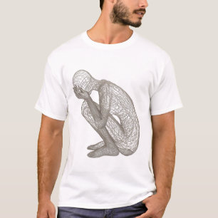 Wireframe-Hockende-Figur-Künstlerisches-Grafik-T-S T-Shirt