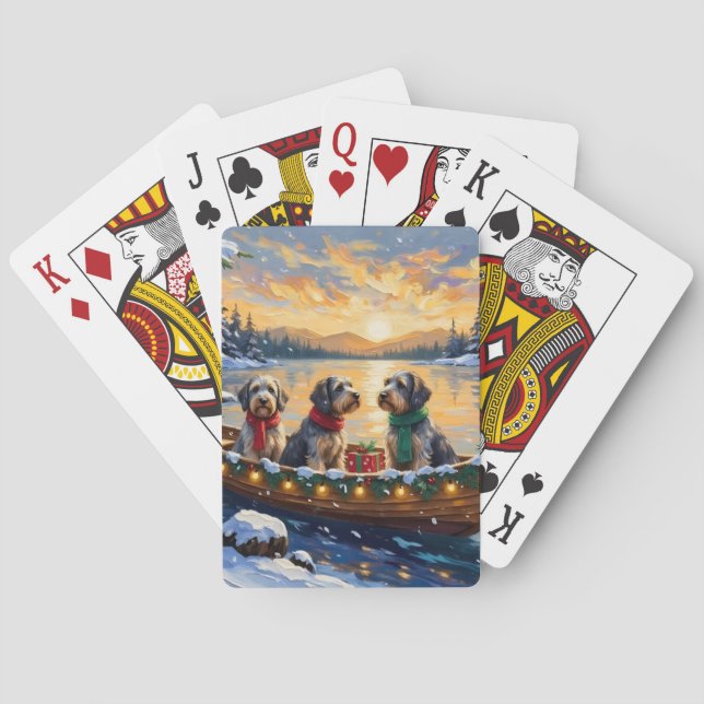Wirehaired Pointing Griffon Christmas Boat Holiday Spielkarten (Rückseite)