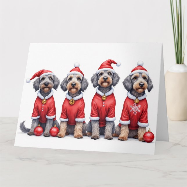 Wirehaired Pointing Griffon Christmas Dress Santa  Karte (Vorderseite)