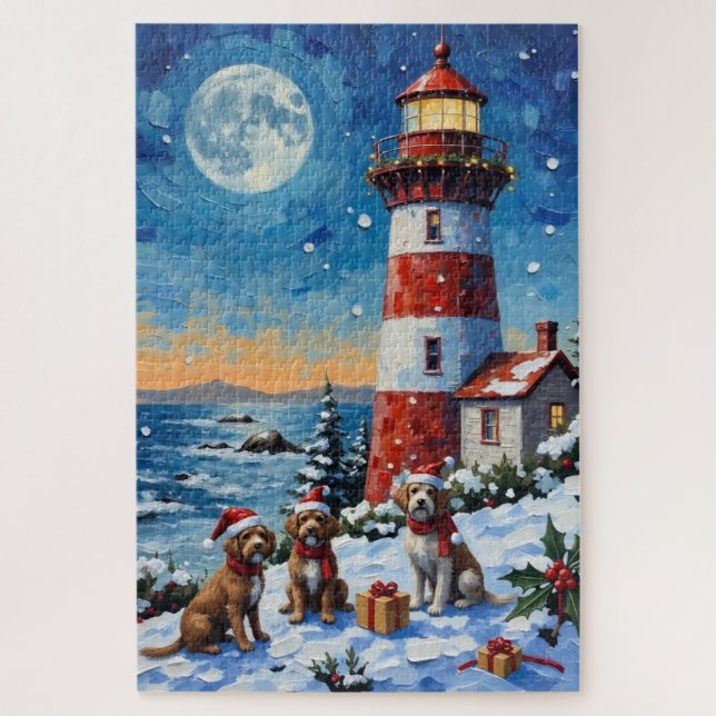 Wirehaired Pointing Griffon Christmas Lighthouse (Vertikal)