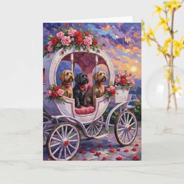 Wirehaired Pointing Griffon Dog Valentine's Day Karte (Gelbe Blume)