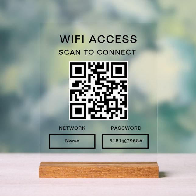 Wireless-Kennwort und Personalisierter QR-Code für Acrylschild (Neutral)