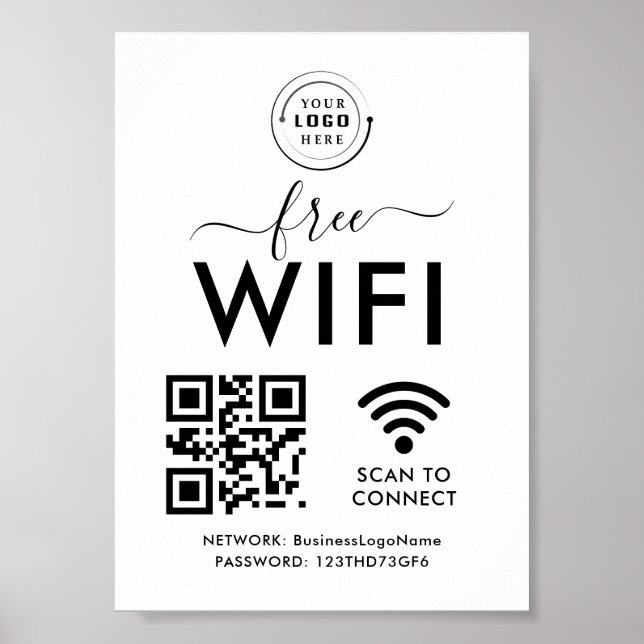 Wireless-Netzwerk und QR-Code Scan Business Einzel Poster (Vorne)