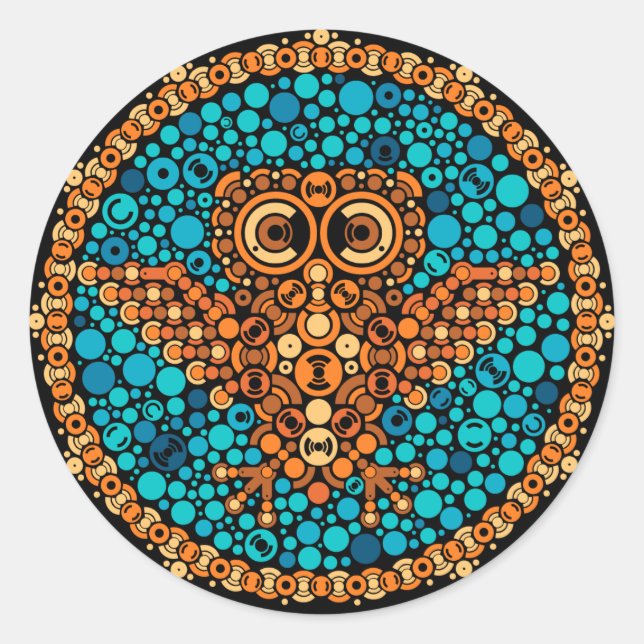 Wireless Owl, Color Perception Test, Schwarz Runder Aufkleber (Vorderseite)