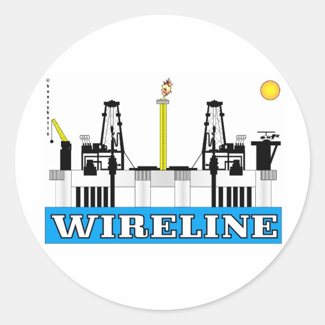 Wireline, Offshore, Ölfelderetikett Runder Aufkleber (Vorderseite)