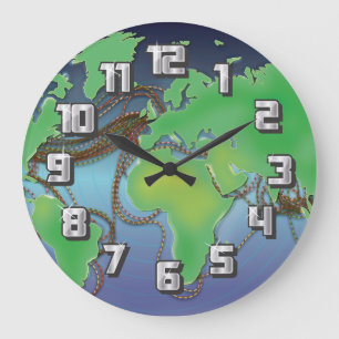 Wires of the World - Unterseekabel Große Wanduhr