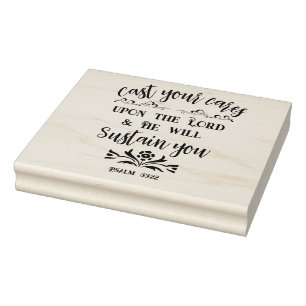 Wirf deine Sorgen Bibelvers montierte Typografie Gummistempel