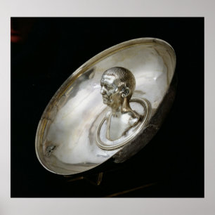 Wirf dich mit der Büste eines Mannes im Inneren Poster