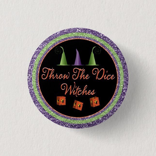 Wirf die Würfel Halloween Sparkle Bunco Button (Vorderseite)