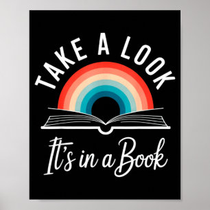 Wirf einen Blick in ein Buch Retro-Lesen Buchwurm Poster