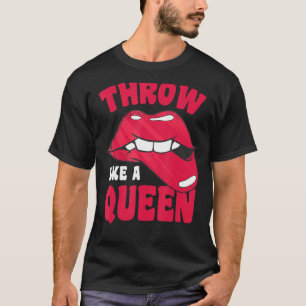 Wirf wie eine Queen Baseball US Flag Ball Lip Bite T-Shirt