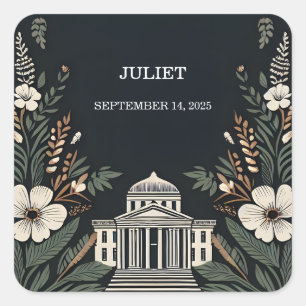 Wirklich Engagieren 70er 80er Courthouse Brautpart Quadratischer Aufkleber