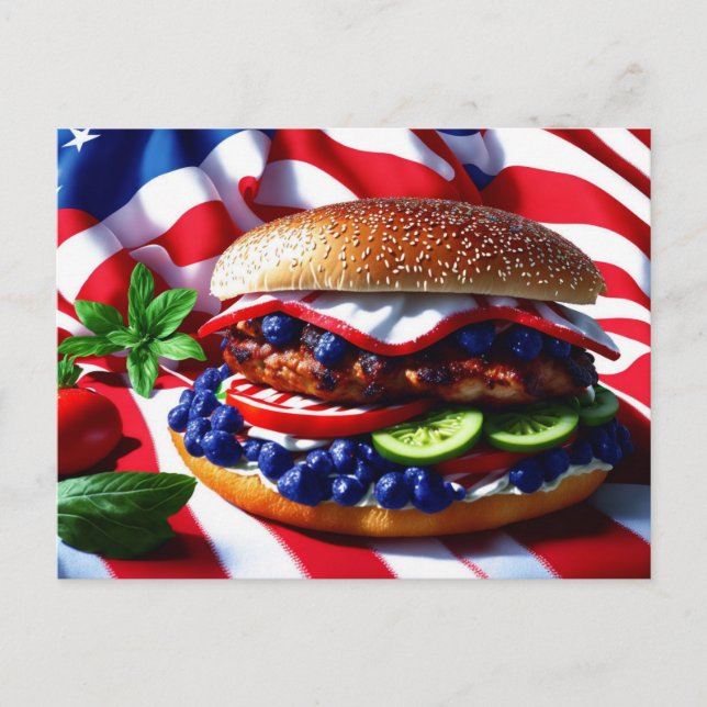 Wirklich geschmackvoller amerikanischer Burger Postkarte (Vorderseite)