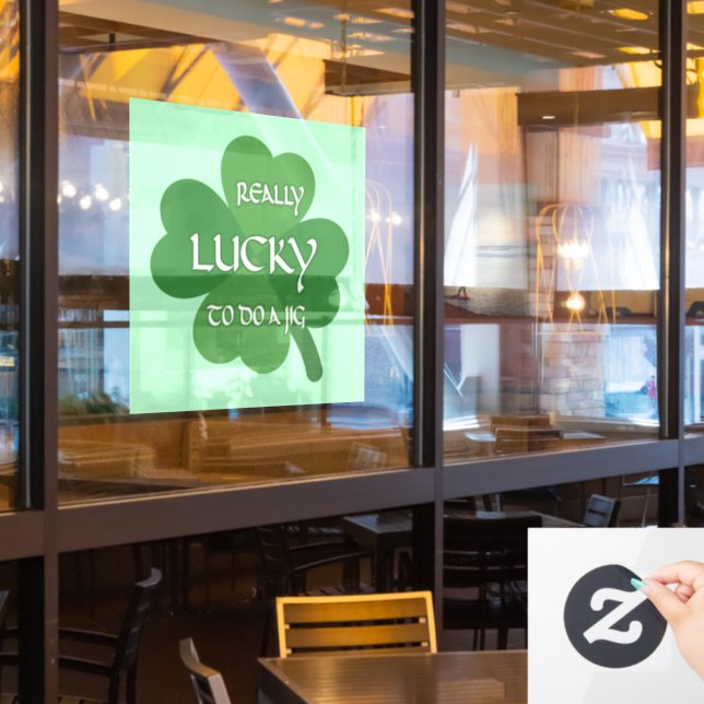 Wirklich glücklich, einen Jig zu machen Fensteraufkleber (Restaurantfenster)