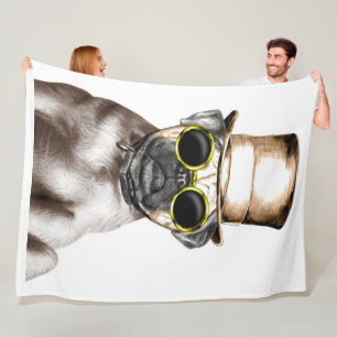 Wirklich Niedlicher Mops mit Brille Fleecedecke