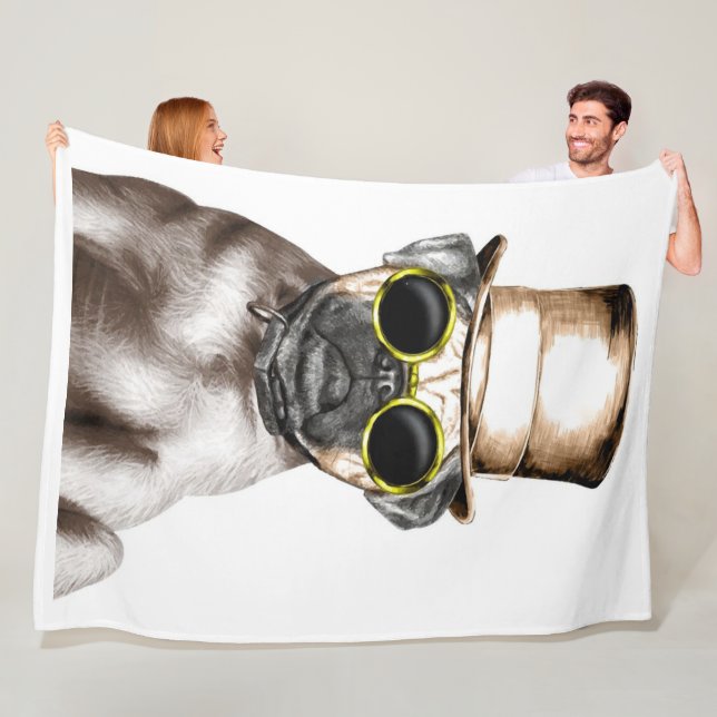 Wirklich Niedlicher Mops mit Brille Fleecedecke (Beispiel)