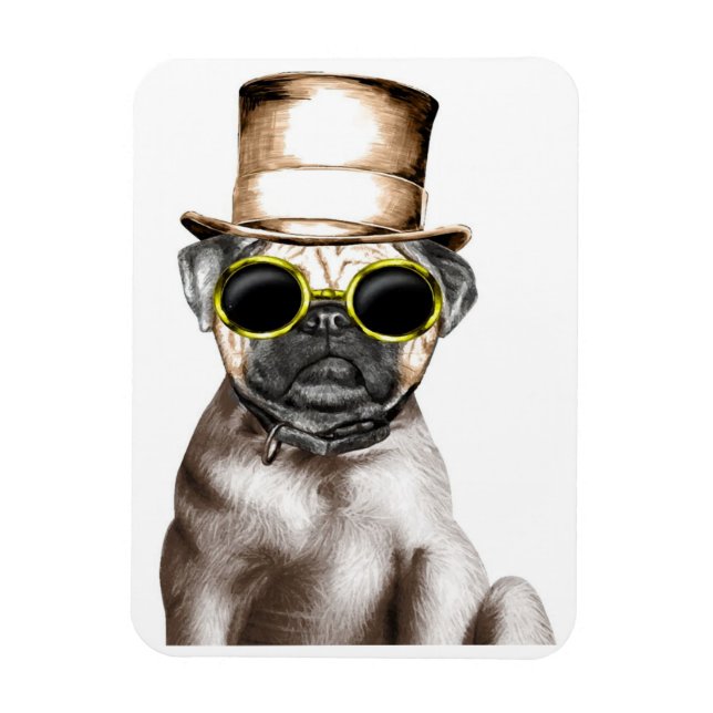 Wirklich Niedlicher Mops mit Brille Magnet (Vertikal)