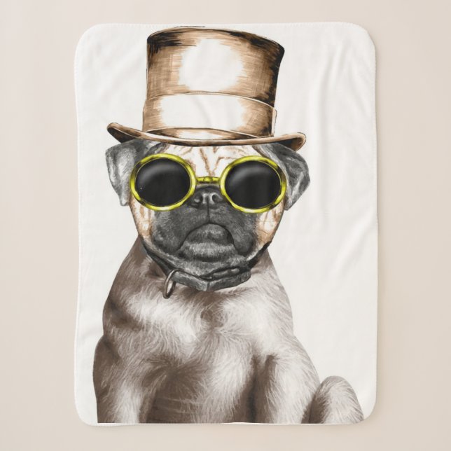 Wirklich Niedlicher Mops mit Brille Sherpadecke (Vorderseite)