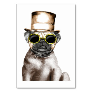 Wirklich Niedlicher Mops mit Brille Tischnummer