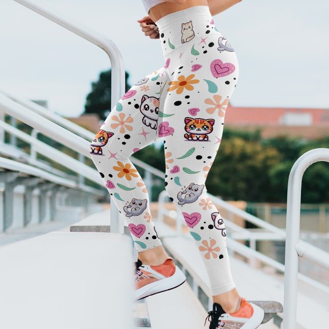 "Wirklich spielend: Kawaii Cat Garden Pattern" Capri Leggings (Von Creator hochgeladen)