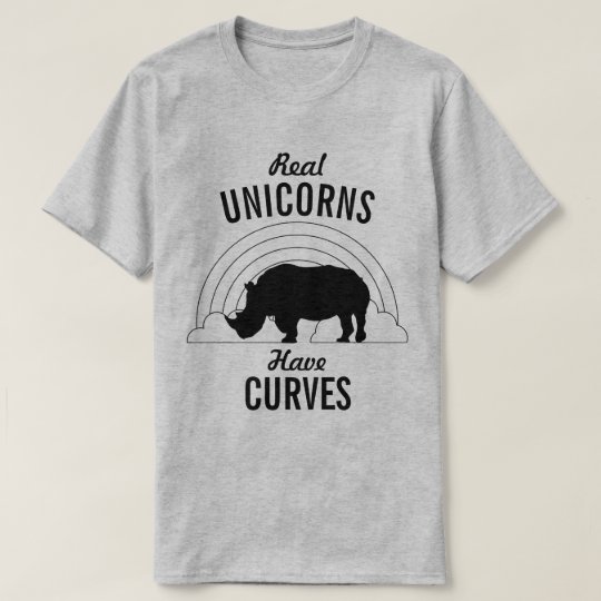 Wirkliche Einhörner haben Kurven-lustiges Nashorn T-Shirt