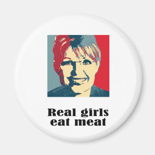 Wirkliche Mädchen essen Fleisch Magnet