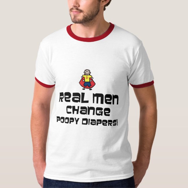 Wirkliche Mann-Änderung Poopy Windeln T-Shirt (Vorderseite)
