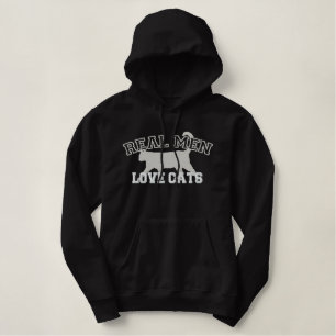 Wirkliche Mann-Liebe-Katzen Bestickter Hoodie