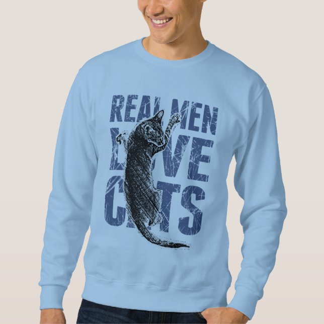 Wirkliche Mann-Liebe-Katzen-Scratchy Art Sweatshirt (Vorderseite)