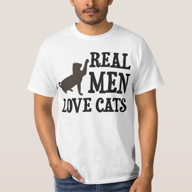 Wirkliche Mann-Liebe-Katzen T-Shirt (Vorderseite)