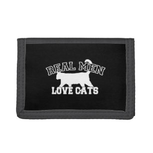 Wirkliche Mann-Liebe-Katzen-Weiß-Silhouette Tri-fold Portemonnaie