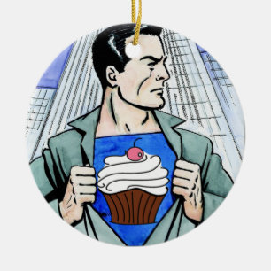 Wirkliche Männer essen Kuchen-Verzierungs-Version Keramikornament