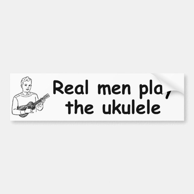 Wirkliche Männer spielen den Ukulele Autoaufkleber (Vorne)