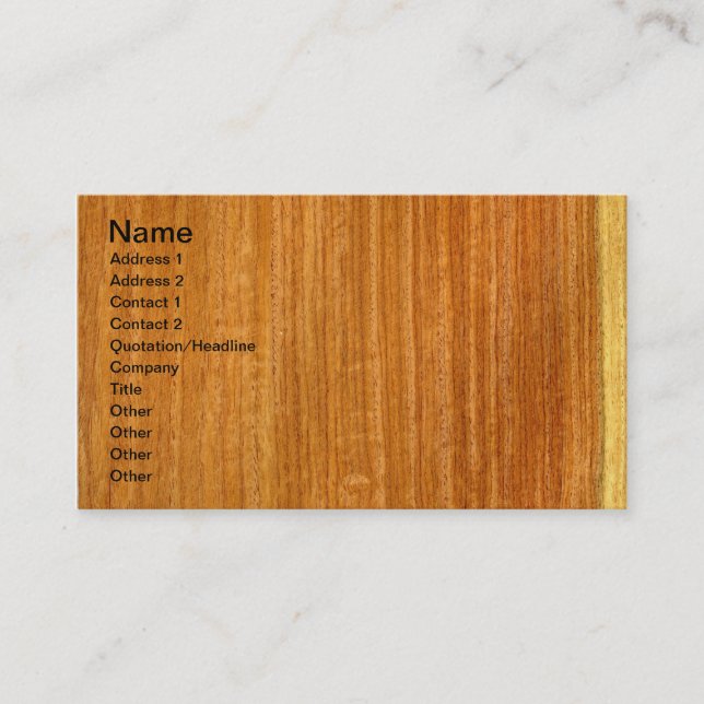 Wirklicher Birmane Padauk Furnier-BlattWoodgrain Visitenkarte (Vorderseite)