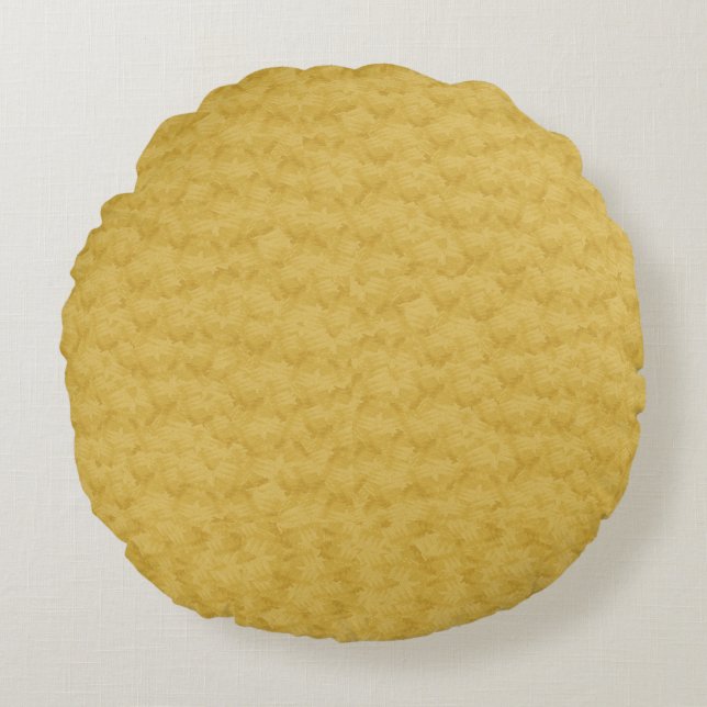 Wirklicher Goldstrukturierter Designer-runde Rundes Kissen (Vorderseite)
