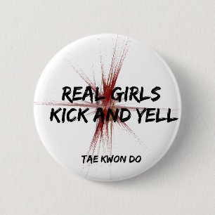 Wirklicher Mädchen-Tritt-und Schrei-runder Knopf Button