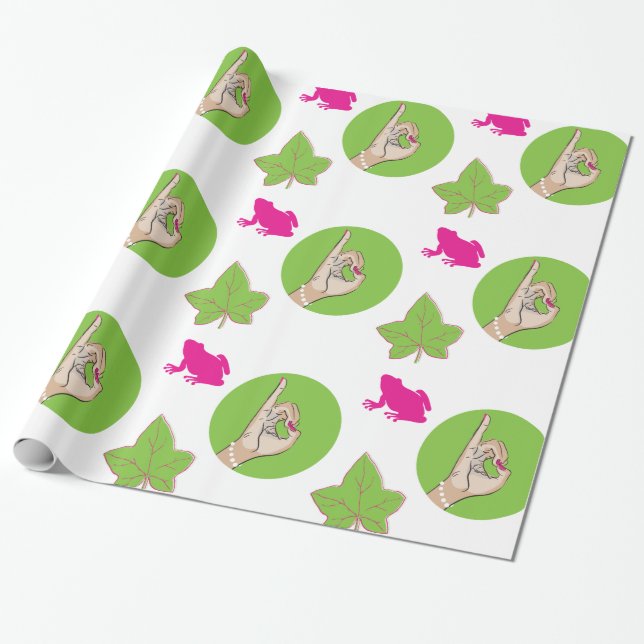 Wirkliches hübsches rosa und grünes geschenkpapier (Ungerollt)