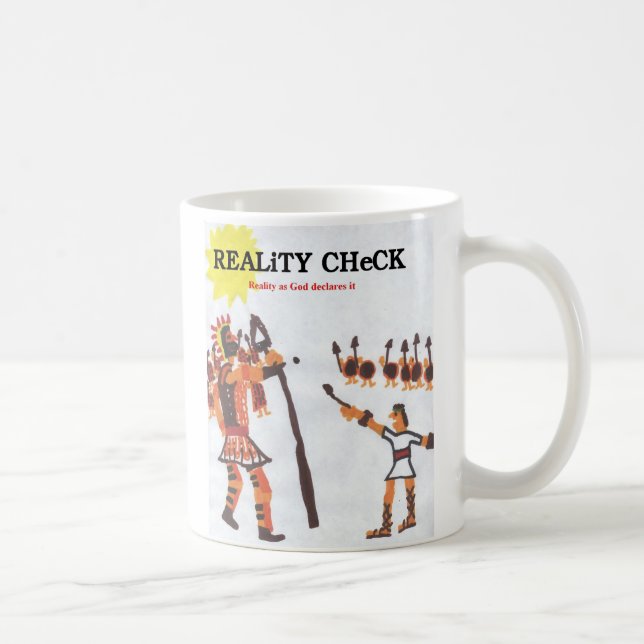 Wirklichkeits-Karo - David u. Goliath Kaffeetasse (Rechts)