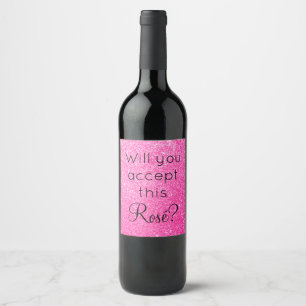 Wirst du dieses Rosé Hot Pink Glitter Funkeln akze Weinetikett