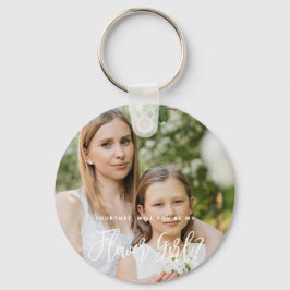 Wirst du mein Blumenmädchen-Foto Keyring sein? Schlüsselanhänger