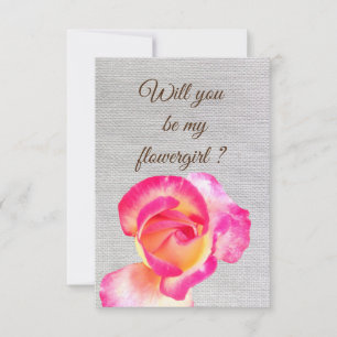 Wirst du mein Blumenmädchen rosa Einladungskarte