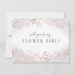 Wirst du mein Blumenmädchen Rose Gold Botanik Einladung