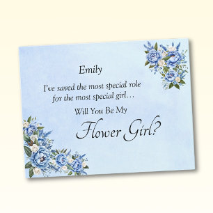 Wirst du mein Blumenmädchen sein? Blue Peony Card
