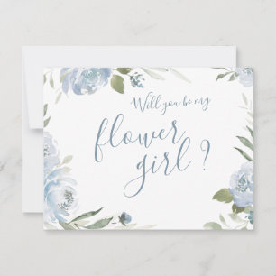 Wirst du mein Blumenmädchen sein dusty blue floral Einladung